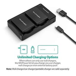 Bộ 2 Pin + Sạc Đôi RAVPower Canon LP-E8 Cho Canon 550D, 600D, 650D, 700D (Hàng Chính Hãng)