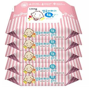 Bộ 5 gói khăn giấy ướt Hàn Quốc Living Aloe Vera Chok Chok - loại 30 tờ/gói