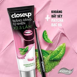 Combo 2  Kem đánh răng dạng Gel Closeup Trắng Răng Tự Nhiên Khoáng Đất Sét & Matcha Bạc Hà 230g