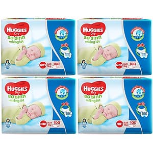 Combo 4 Gói Miếng Lót Sơ Sinh Huggies NB1 100 Miếng - NB1 100 (Gói 100 Miếng) 