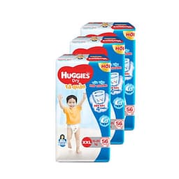 Combo 3 Tã quần Huggies Dry Pants Super Jumbo XXL56 (trên 16kg)  - Gói 56 miếng