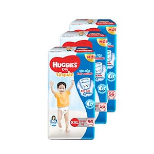 Combo 3 Tã quần Huggies Dry Pants Super Jumbo XXL56 (trên 16kg)  - Gói 56 miếng