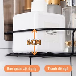 Kệ dán góc tường tam giác đựng đồ nhà tắm, nhà bếp kim loại