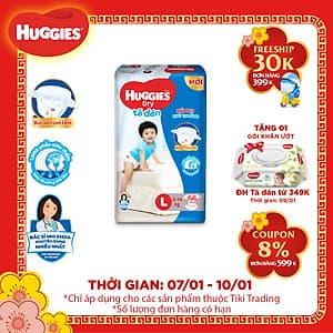Tã Dán Huggies Dry Gói Cực Đại L68 (68 Miếng) - Bao Bì Mới