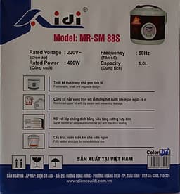 Nồi Cơm Điện Tự Động Nắp Gài Aidi MR-SM 88S (1 lít) - Màu Ngẫu Nhiên - Chính Hãng