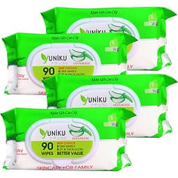 Combo 4 Gói Khăn Ướt Yuniku 90 Tờ Không Hương ( 90 tờ x 4 )