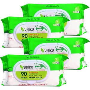 Combo 4 Gói Khăn Ướt Yuniku 90 Tờ Không Hương ( 90 tờ x 4 )
