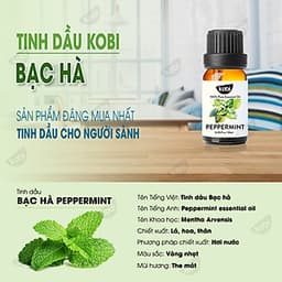 Tinh Dầu Xông Phòng Sả Chanh Kobi (10ml) + Tinh Dầu Bưởi Hồng Kobi (10ml) + Tinh Dầu Bạc Hà Kobi (10ml) Nguyên Chất Giúp Kháng Khuẩn, Khử Mùi, Giảm Stress Hiệu Quả - Tinh Dầu Thiên Nhiên