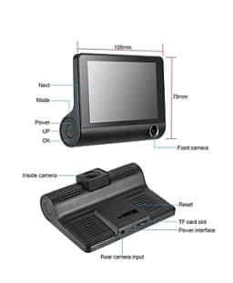 Camera hành trình ô tô 3 mắt Camera T03 (trước, trong, sau xe), Màn hình 4 inch FHD 1080P - Hàng nhập khẩu