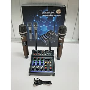 Bàn Mixer G4 live stream được hỗ trợ màn hình LED có bluetooth kiêm 2 mic không dây tiện cho oto loa kéo và các loa khác