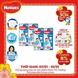 Combo 4 Gói Tã Dán Huggies Dry Gói Đại M48 (48 Miếng) - Bao Bì Mới