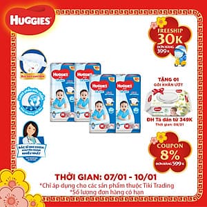 Combo 4 Gói Tã Dán Huggies Dry Gói Đại M48 (48 Miếng) - Bao Bì Mới
