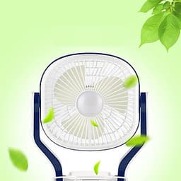 Quạt Tích Điện Gia Đình - Tích hợp 3 cấp độ quạt + 2 cấp độ đèn + Pin khủng (6h quạt, 20h đèn), Size 14.6x16.4x29cm
