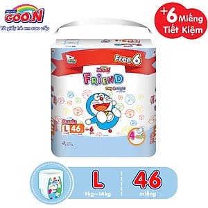 Tã Quần Goon Friend Doremon Gói Cực Đại L46 (46 Miếng)+ Tặng Thêm 6 Miếng Tiết Kiệm Hơn