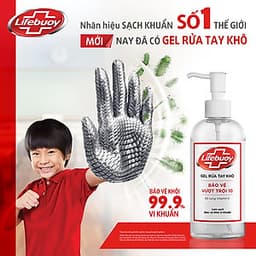 Combo 2 Chai Gel Rửa Tay Khô Sạch Siêu Nhanh Lifebuoy Bảo Vệ Vượt Trội 10 (Chai Vòi 235ml x 2)