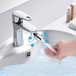 Đầu gắn vòi nước tăng áp, xoay 360 độ, hai chế độ nước, bằng đồng thau Waternymph ASQPQ034-N0020 (kèm bộ Ren chuyển đổi 6 món cho tất cả các loại vòi nước tiêu chuẩn)