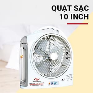 Quạt Sạc Kiêm Đèn Sạc HONJIANDA HJD- FL203 LED 2 bình - Hàng chính hãng