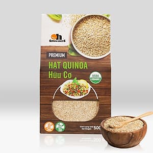 Hạt Quinoa (Diêm mạch) Trắng Smile Nuts hộp giấy 500g - White Quinoa Seed Smile Nuts 500g