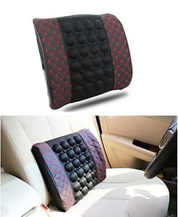 Combo Đệm Tựa Lưng Massage Và Gối Tựa Đầu Xe Hơi ( Ô Tô ) Chống Mỏi Cổ - Hàng Cao Cấp - Siêu Đàn Hồi - Thiết Kế Ôm Vừa Vặn Ghế Xe Hơi - Màu Chỉ Đỏ Trang Nhã