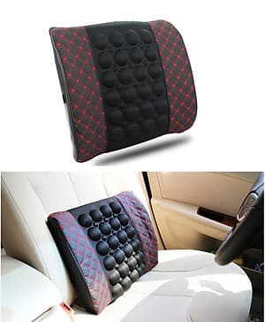 Combo Đệm Tựa Lưng Massage Và Gối Tựa Đầu Xe Hơi ( Ô Tô ) Chống Mỏi Cổ - Hàng Cao Cấp - Siêu Đàn Hồi - Thiết Kế Ôm Vừa Vặn Ghế Xe Hơi - Màu Chỉ Đỏ Trang Nhã