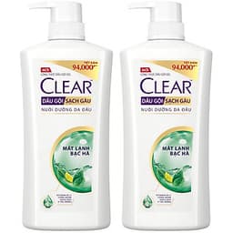 Combo 02 Dầu Gội Hỗ Trợ Trị Gàu Clear Mát Lạnh Bạc Hà 880g