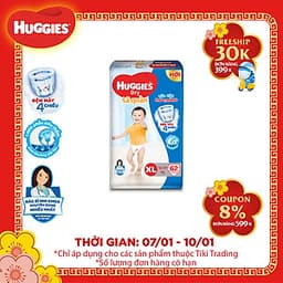 Tã Quần Huggies Dry Gói Cực Đại XL62 (62 Miếng) - Bao Bì Mới
