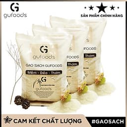 Combo 3 Gạo sạch còn cám GUfoods (ngọt - mềm - thơm) (mỗi túi 1kg)