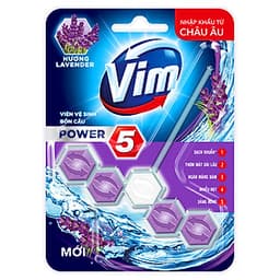 Combo 1 Vim Diệt Khuẩn Fresh Chanh xả 880ml + Viên vệ sinh bồn cầu VIM POWER 5 Vim Block Hương Lavender