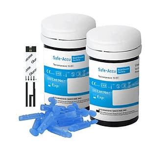 Combo Hộp 50 que thử đường huyết và 50 kim lấy máu cho máy đo đường huyết Sinocare Safe - Accu