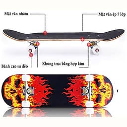 Ván Trượt Mặt Nhám Chống Trơn Trượt Size Lớn 80 x 20cm, Bánh Cao Su, Mặt Ván Trượt Nhám gỗ ép 7 lớp chuẩn thi đấu (Giao màu ngẫu nhiên)