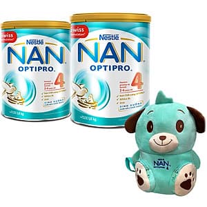 Combo 2 Lon Sữa Bột Nestlé NAN OPTIPRO 4 (1.8kg/lon) - Tặng Balo Gấu Mèo