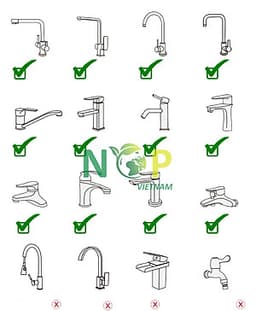 Đầu gắn vòi nước tăng áp, xoay 360 độ, hai chế độ nước, bằng đồng thau Waternymph ASQPQ034-N0020 (kèm bộ Ren chuyển đổi 6 món cho tất cả các loại vòi nước tiêu chuẩn)