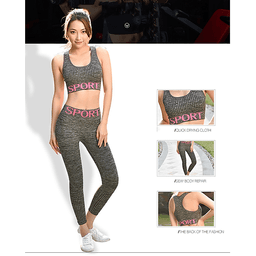 Bộ Đồ Tập Gym Yoga Nữ Họa Tiết Chữ Sport Cao Cấp SP02