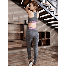 Bộ Đồ Tập Gym Yoga Nữ Họa Tiết Chữ Sport Cao Cấp SP02