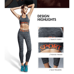 Bộ Đồ Tập Gym Yoga Nữ Họa Tiết Chữ Sport Cao Cấp SP02