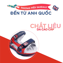 Dép Quai Hậu Cho Bé Trai Đi Học Thời Trang Cao Cấp Crown Space UK Active Sandals CRUK529 Da Nhẹ Êm Thoáng Khí Thấm Hút Mồ Hôi Cho Trẻ Size từ 26-35/2-14 Tuổi