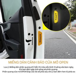 Bộ 4 Miếng Dán Phản Quang Sticker Dán Cảnh Báo Mở Cửa Cho Ô tô, Xe Hơi Giúp An Toàn Khi Mở Cửa Xe Mai Lee