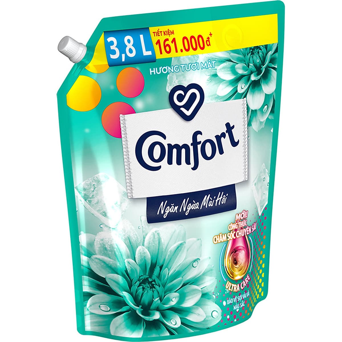 Nước Xả Làm Mềm Vải Comfort Chăm Sóc Chuyên Sâu Ngăn Ngừa Mùi Hôi Hương Tươi Mát túi 3.8L