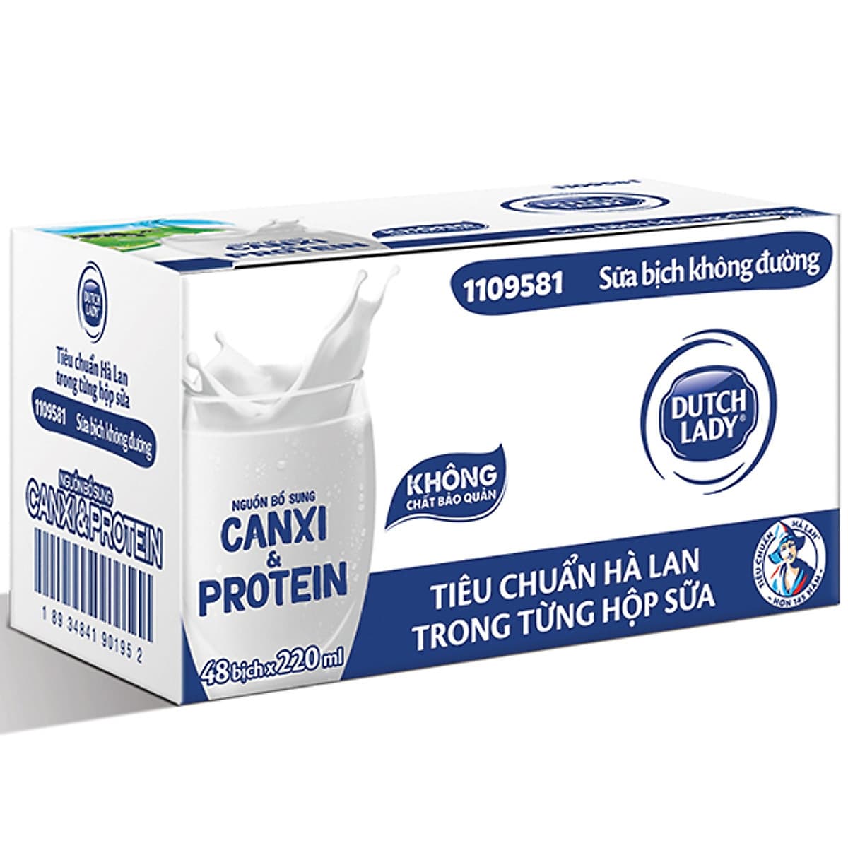Thùng 48 Bịch Sữa Tiệt Trùng Dutch Lady Cô Gái Hà Lan Không Đường (48X220ml)