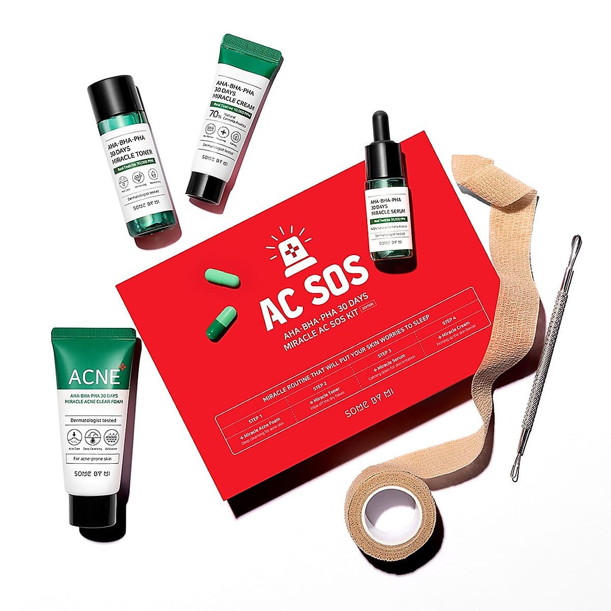 Bộ Kit 4 Sản Phẩm Dưỡng Da Làm Giảm Mụn Some By Mi AHA-BHA-PHA 30 Days Miracle AC SOS Kit