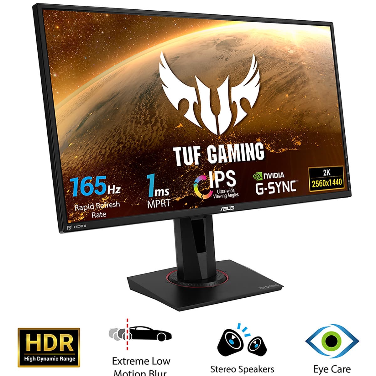 Màn Hình TUF Gaming Asus VG27AQ 27 inch WQHD (2560 x 1440) 1ms (MPRT) 165Hz IPS G-Sync Stereo Speakers 2W x 2 - Hàng Chính Hãng