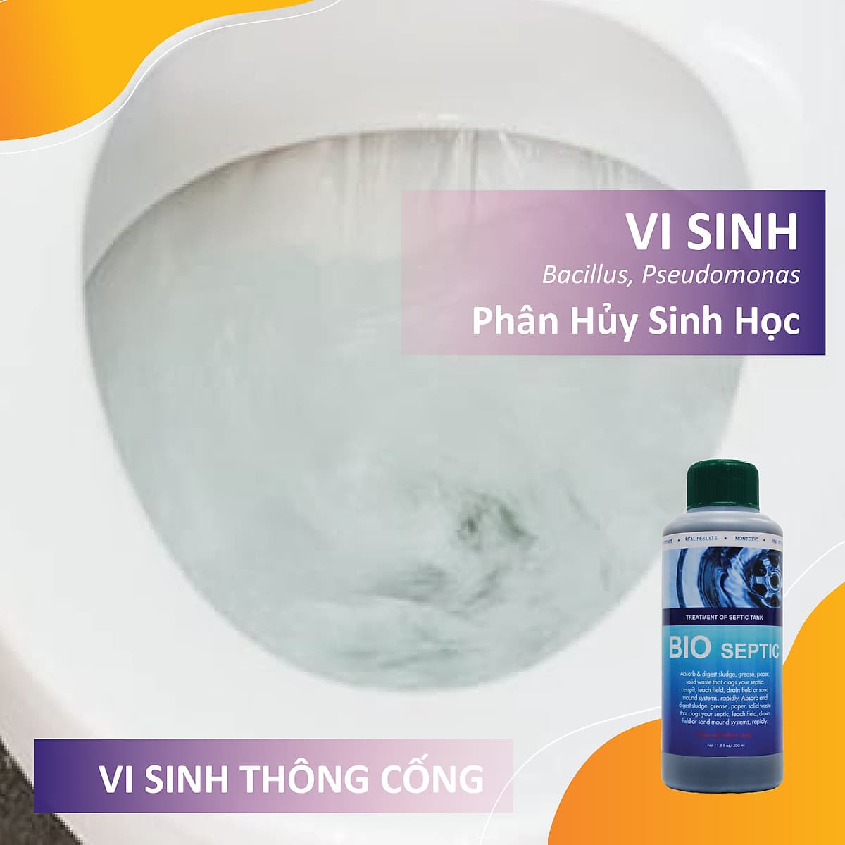 Vi sinh thông cống, xử lý hầm cầu, bể phốt, tự hoại BIO - SEPTIC - Chai 350ml
