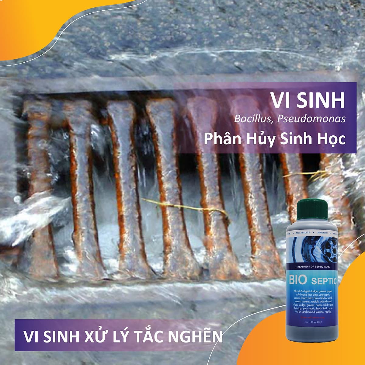 Vi sinh thông cống, xử lý hầm cầu, bể phốt, tự hoại BIO - SEPTIC - Chai 350ml