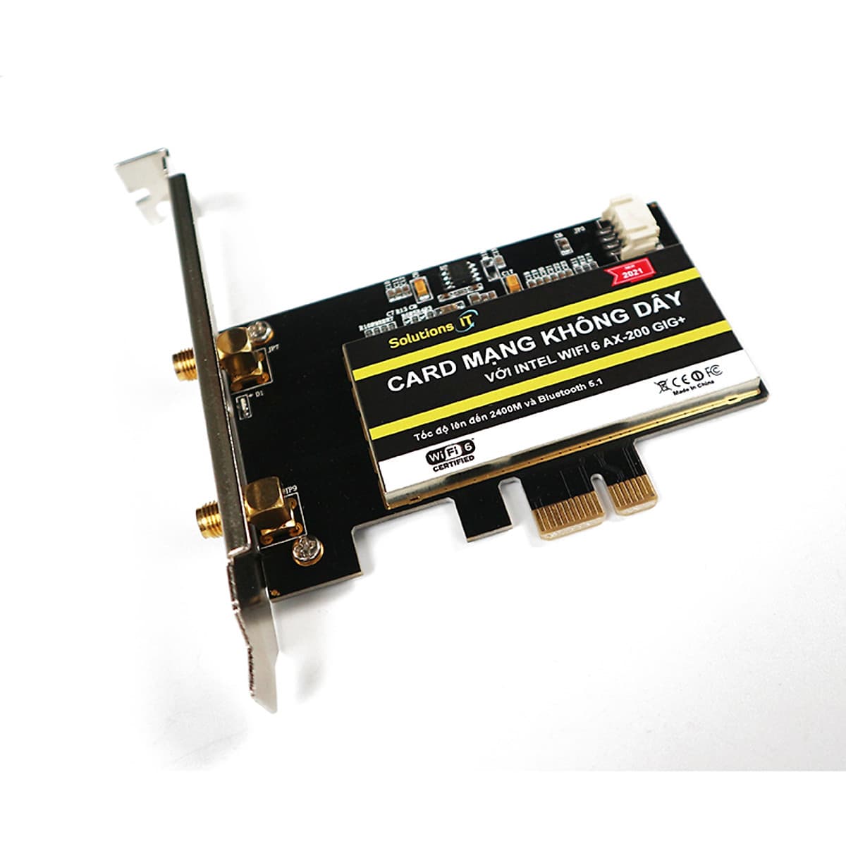 Card WIFI PC WIFI-6 AX200 GIG+ tích hợp Bluetooth 5.1 tốc độ 2400M cho máy bàn dùng chip Intel WIFI-6 AX200