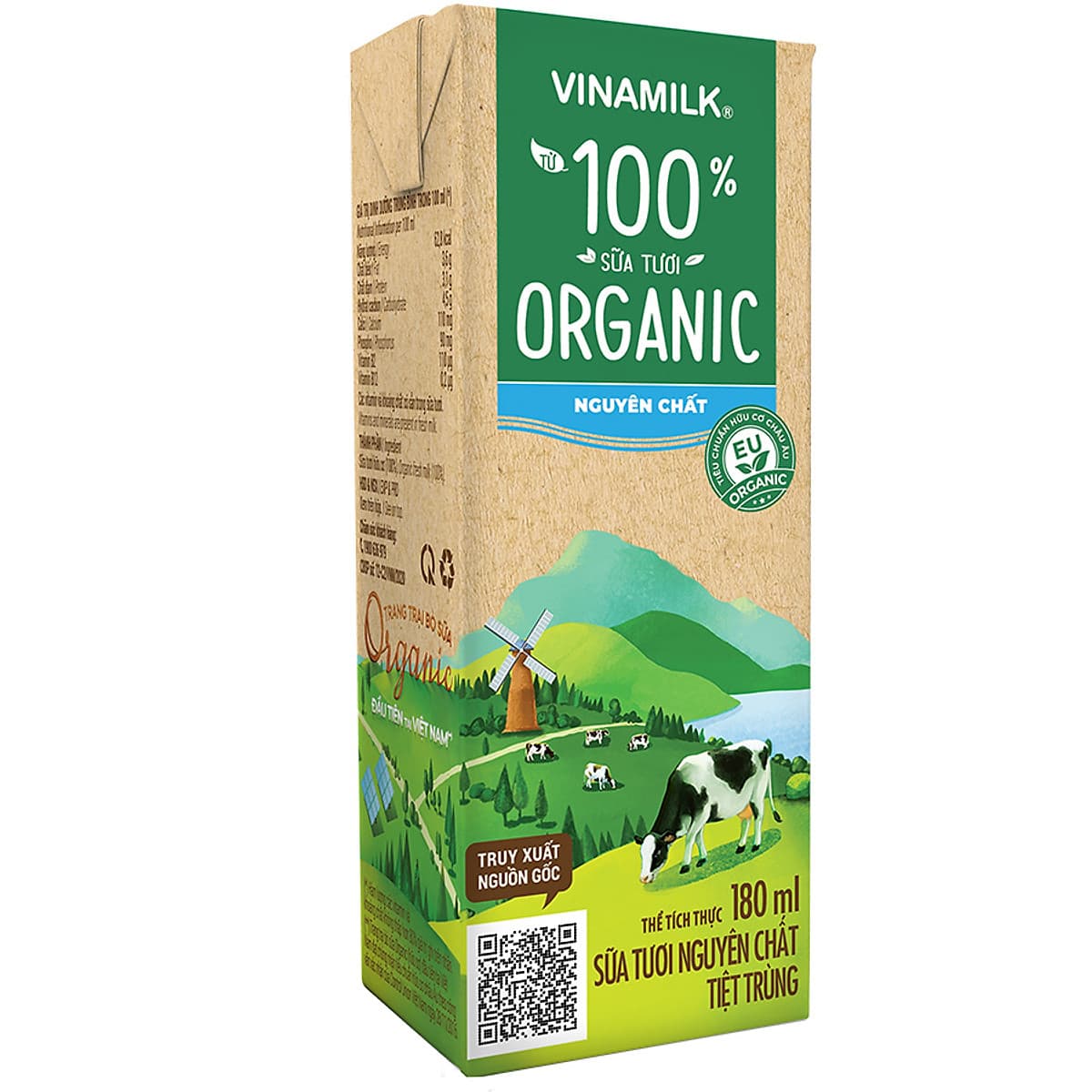 Thùng 48 Hộp Sữa Tươi Tiệt Trùng Vinamilk 100% Organic Không Đường (180ml)