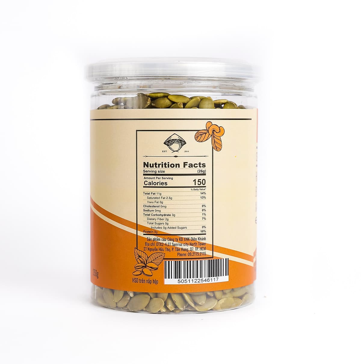 Hạt Bí Xanh (Đã Tách Vỏ) Nhập Khẩu – DK Harvest - 100% nguyên chất và không ướp muối - 250g, 500g