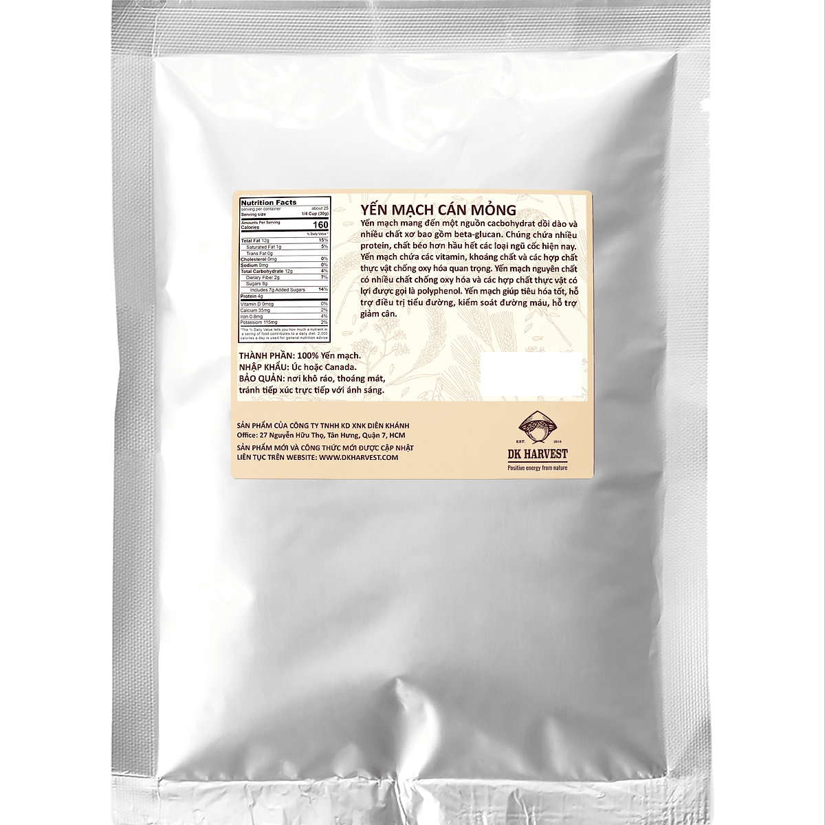 Yến Mạch Cán Mỏng DK Harvest Nhập Khẩu Úc - 2kg