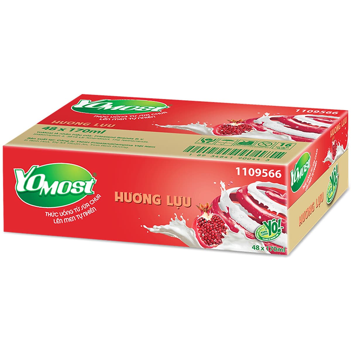 Thùng 48 Hộp Sữa Chua Lên Men Tự Nhiên Yomost Trái Lựu (170ml/Hộp)