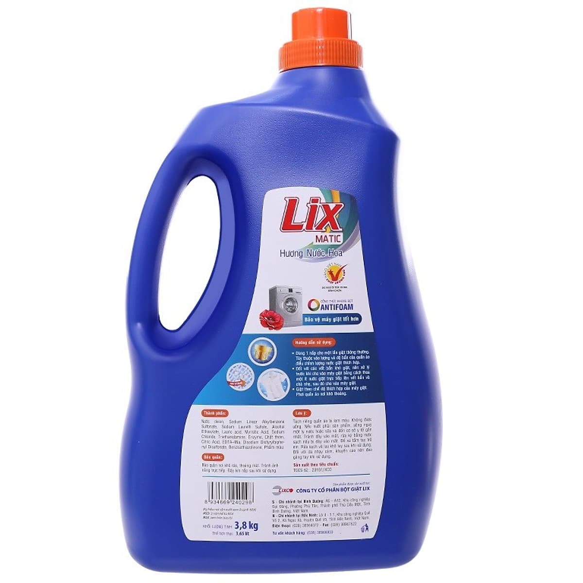 Nước Giặt Lix Matic Hương Nước Hoa 3.8Kg NGM01 - Dùng Cho Máy Giặt Cửa Trước