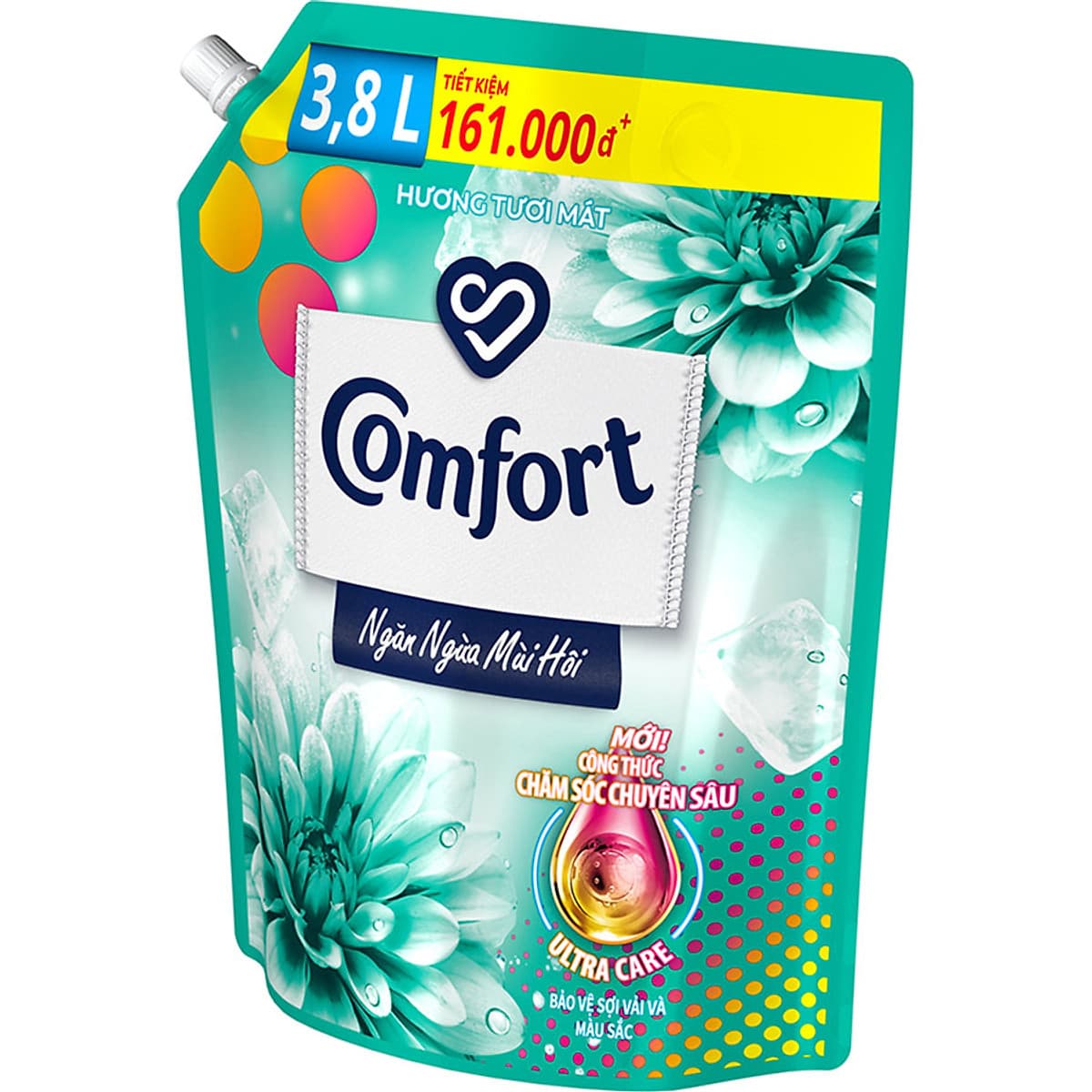 Nước Xả Làm Mềm Vải Comfort Chăm Sóc Chuyên Sâu Ngăn Ngừa Mùi Hôi Hương Tươi Mát túi 3.8L